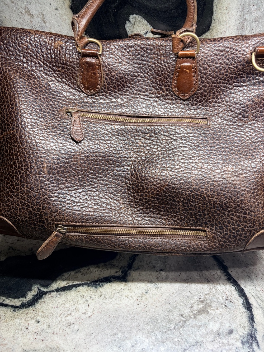 Lucchese Buffalo Leather Briefcase Messenger Laptop Bag Brown USA Luxury - Picture 3 of 12